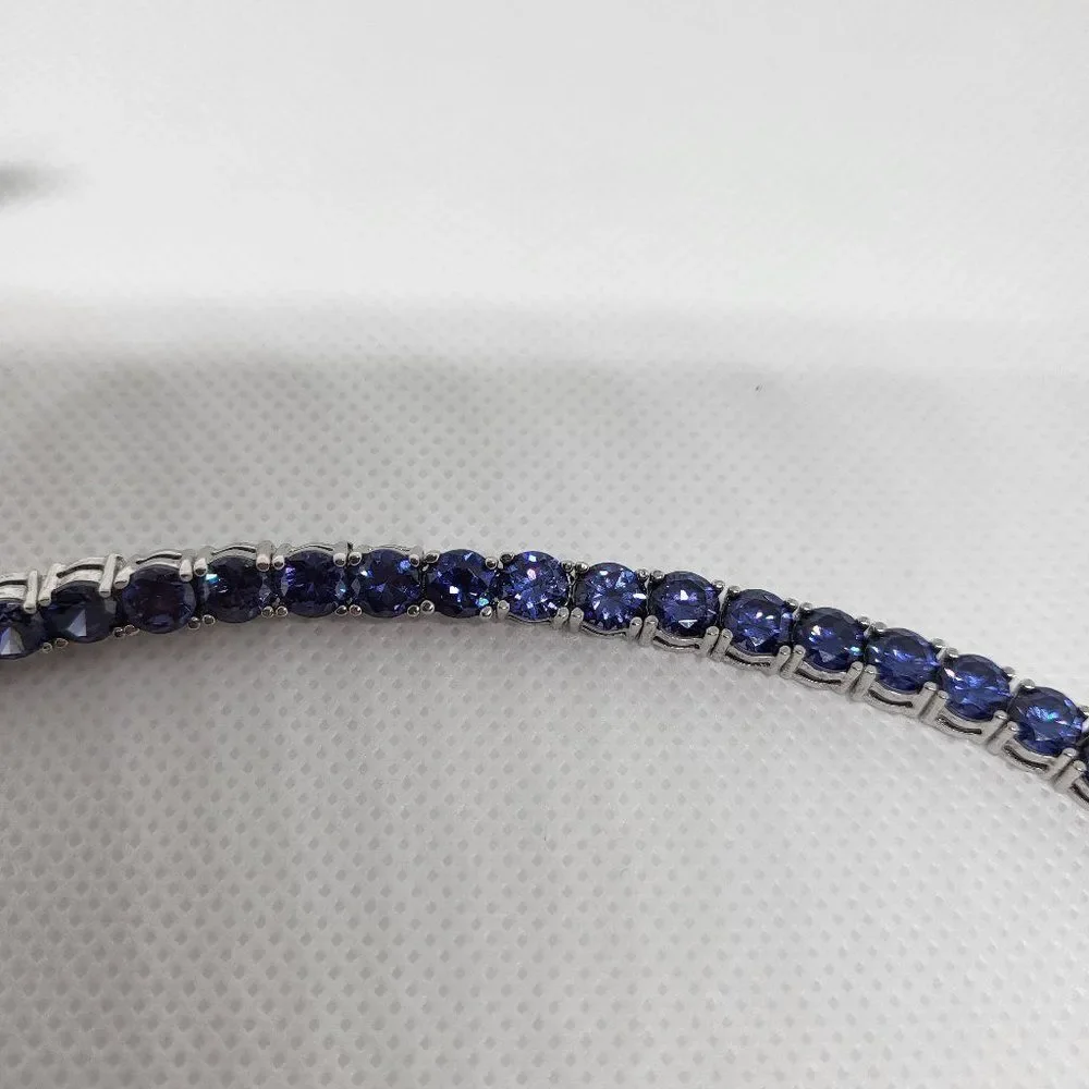 Fluorite Tennis Bracelet in Rhodium Over Sterling Silver